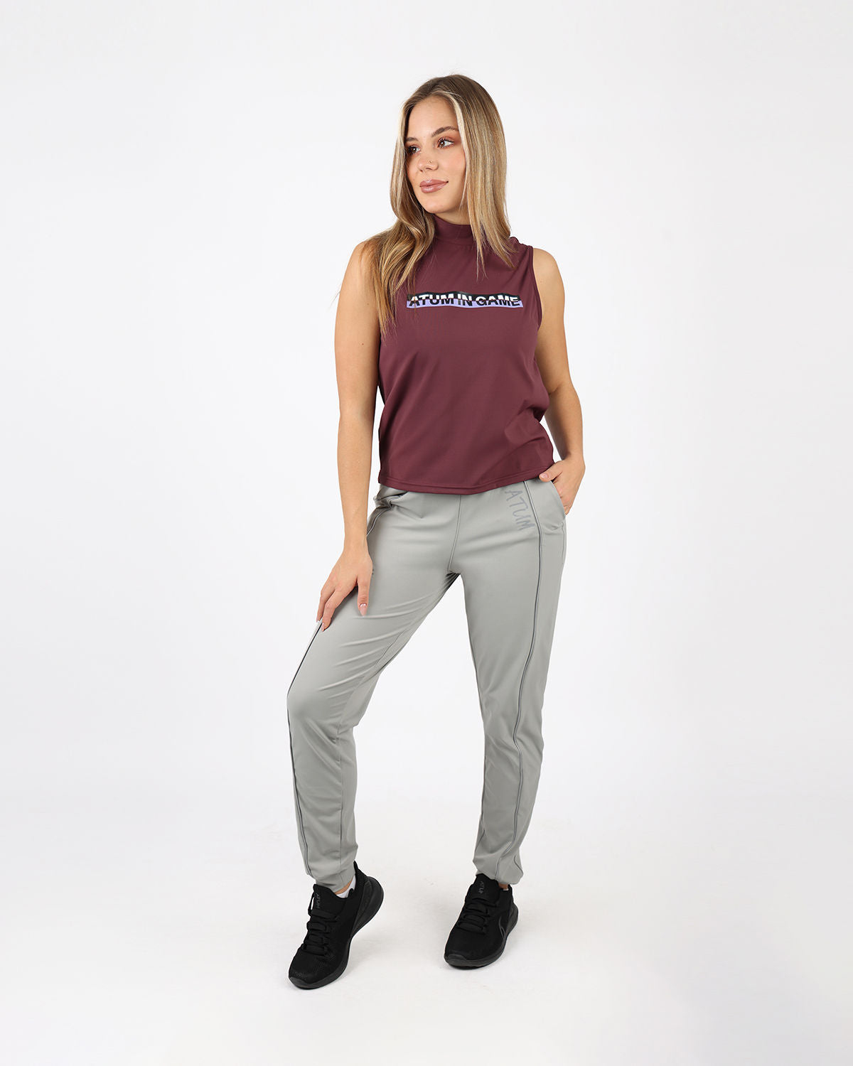 Sleeveless Training Burgundy Tank Top-Atum -88404550