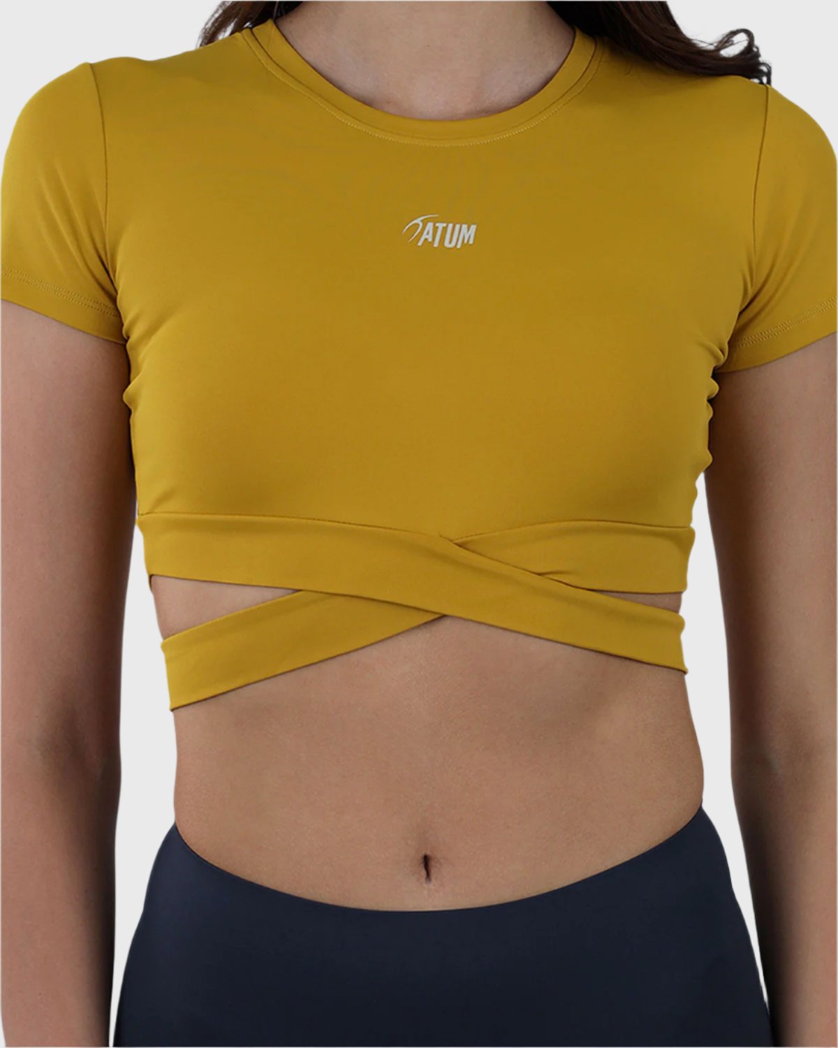 Twisted Short Sleeves Yellow Crop Top-Atum -29727390