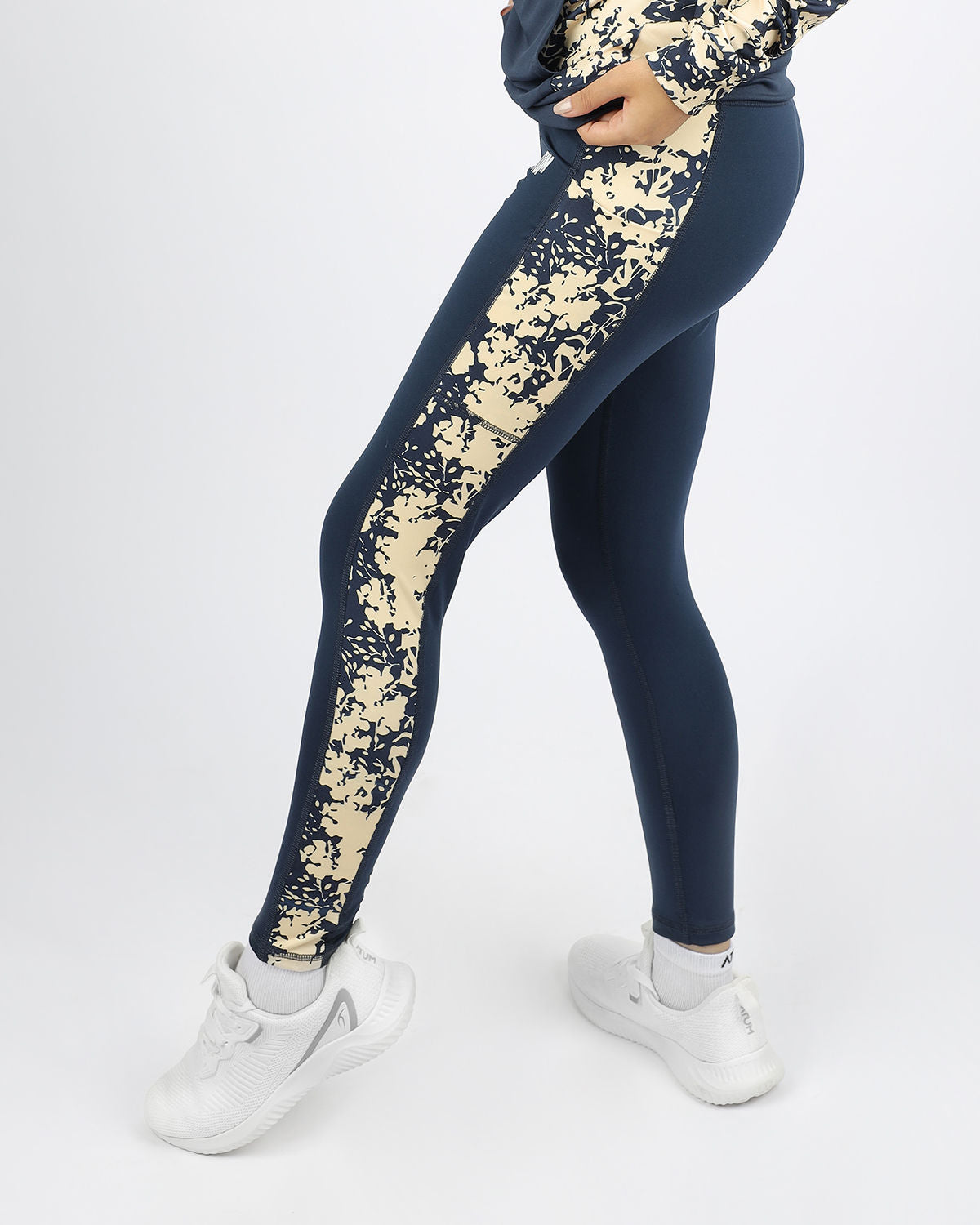 Printed Panel Navy Leggings-Atum -57135708