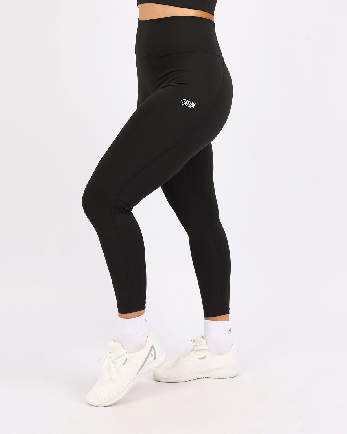 Curve Accent High-Rise Black Leggings-Atum -75481730