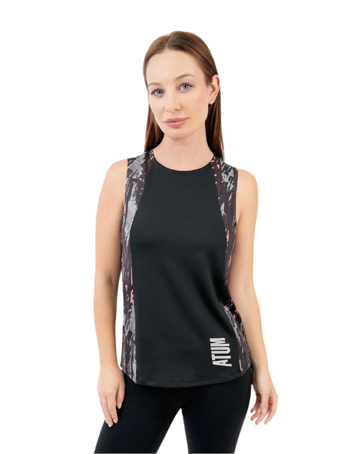 Marble Printed Black Tank Top-Atum -50785999