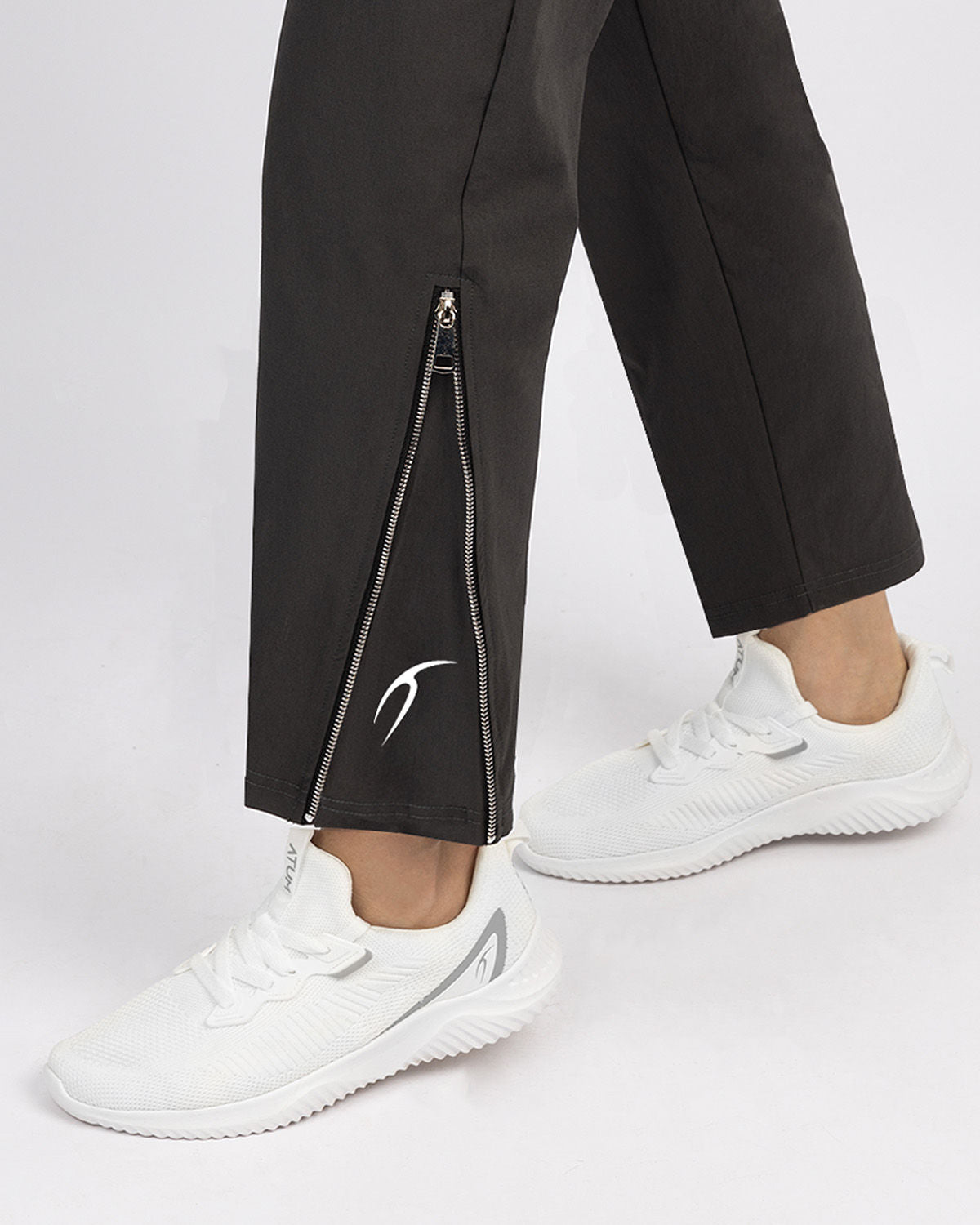 Slit Zipper Gray Women's Pants-Atum -49068160