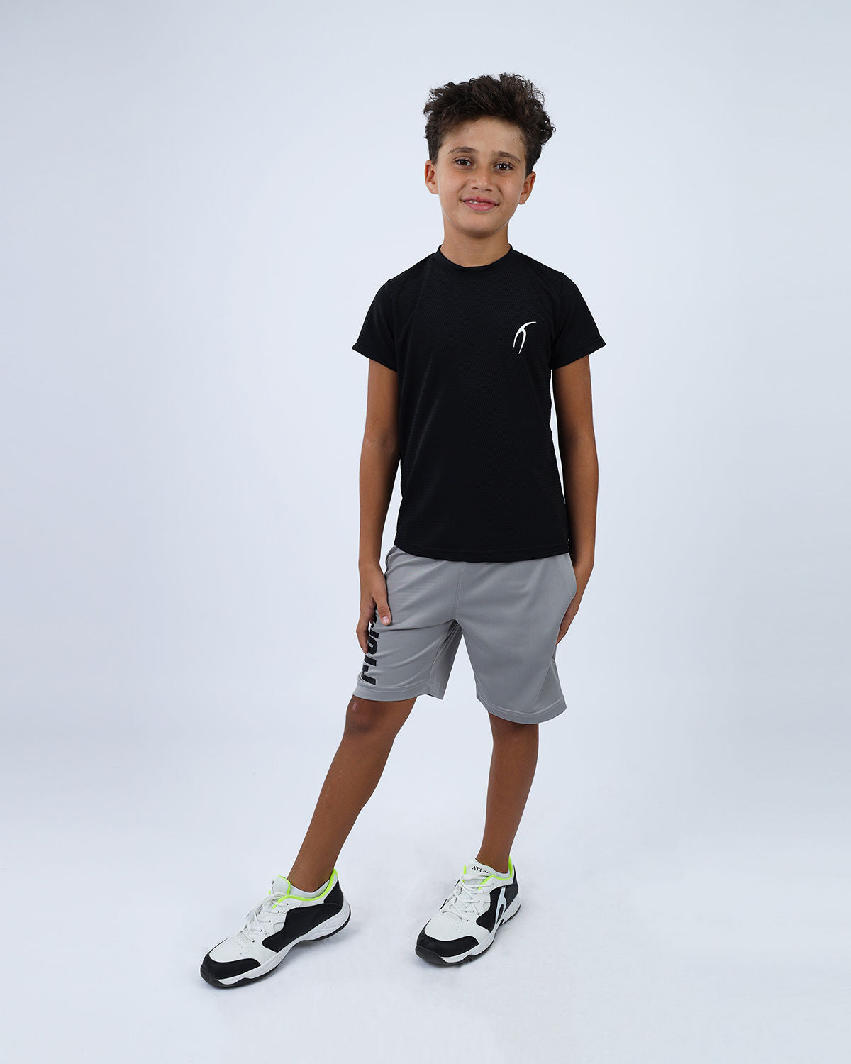 Crew Neck Short Sleeve Black Breathable Top-Atum -7488212