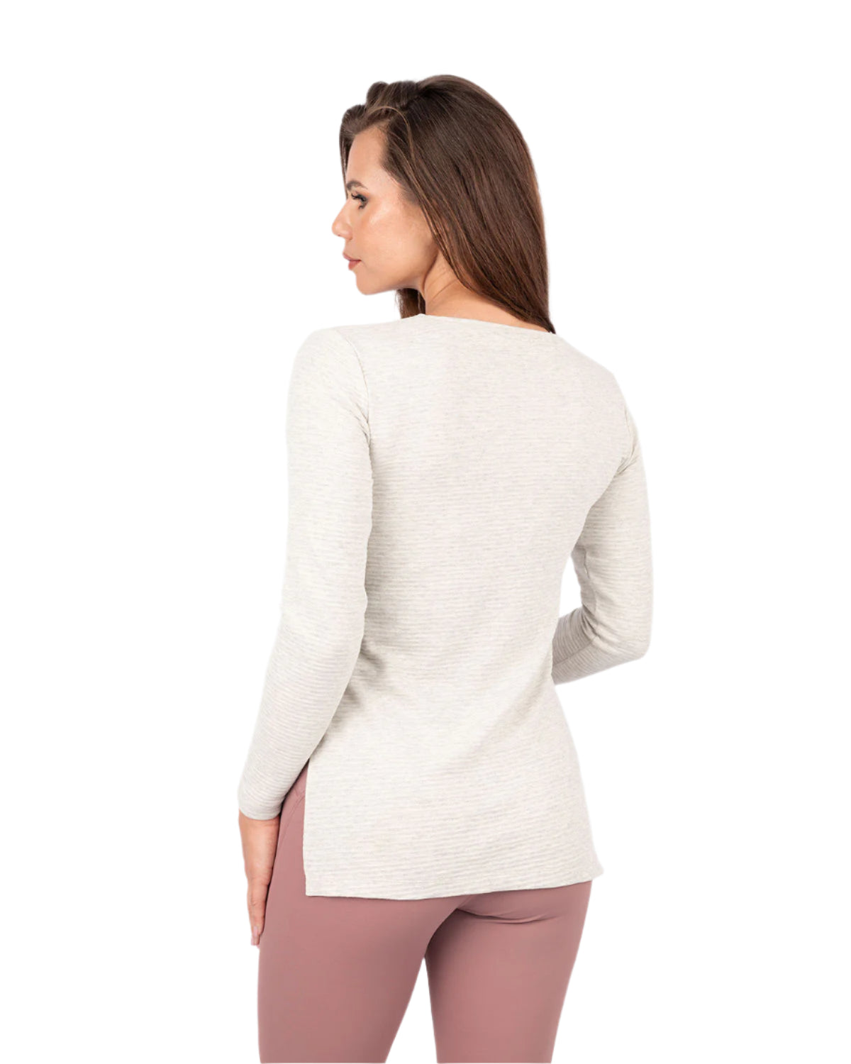 Cotton Rib Long Sleeve Gray T-Shirt-Atum -9027087