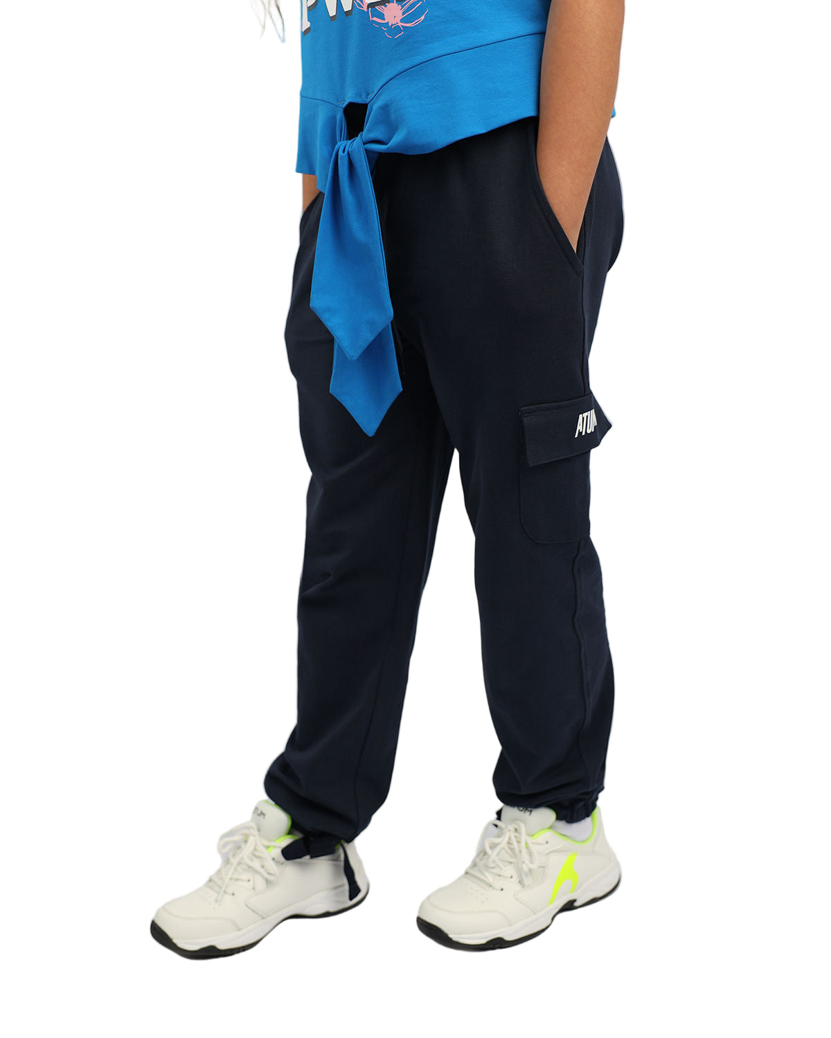 Girl's Basic Navy Sweatpants-Atum -61381752