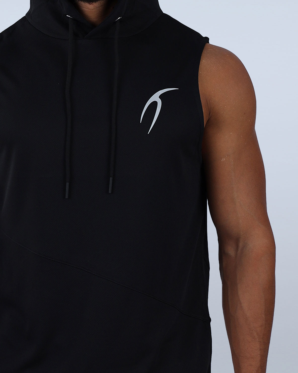 Sleeveless Breathable Black Hoodie-Atum -4524721