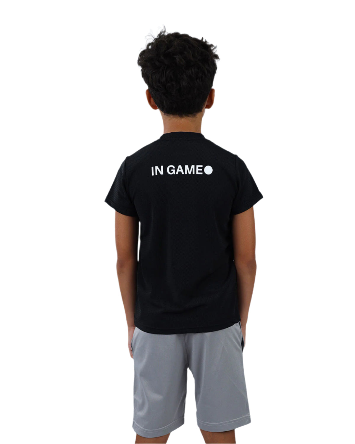 Crew Neck Short Sleeve Black Breathable Top-Atum -62976932