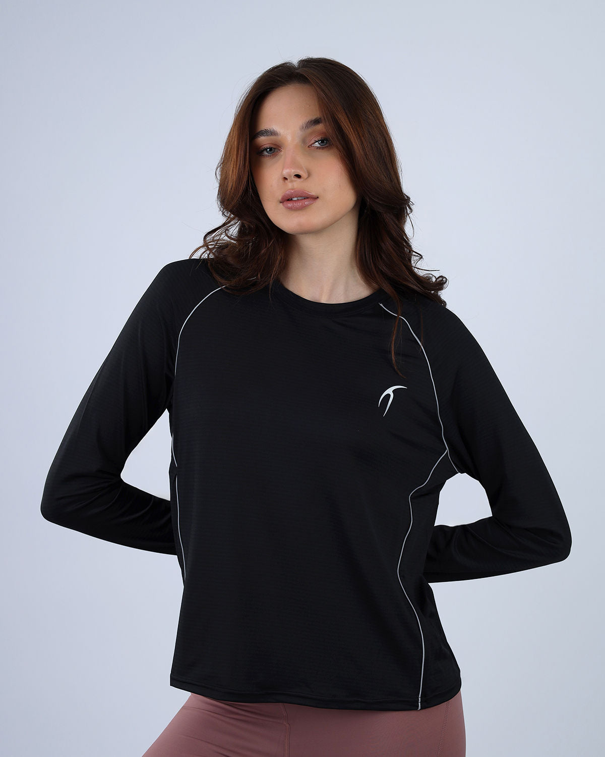 Slim Long Sleeve Black Top-Atum -30370282
