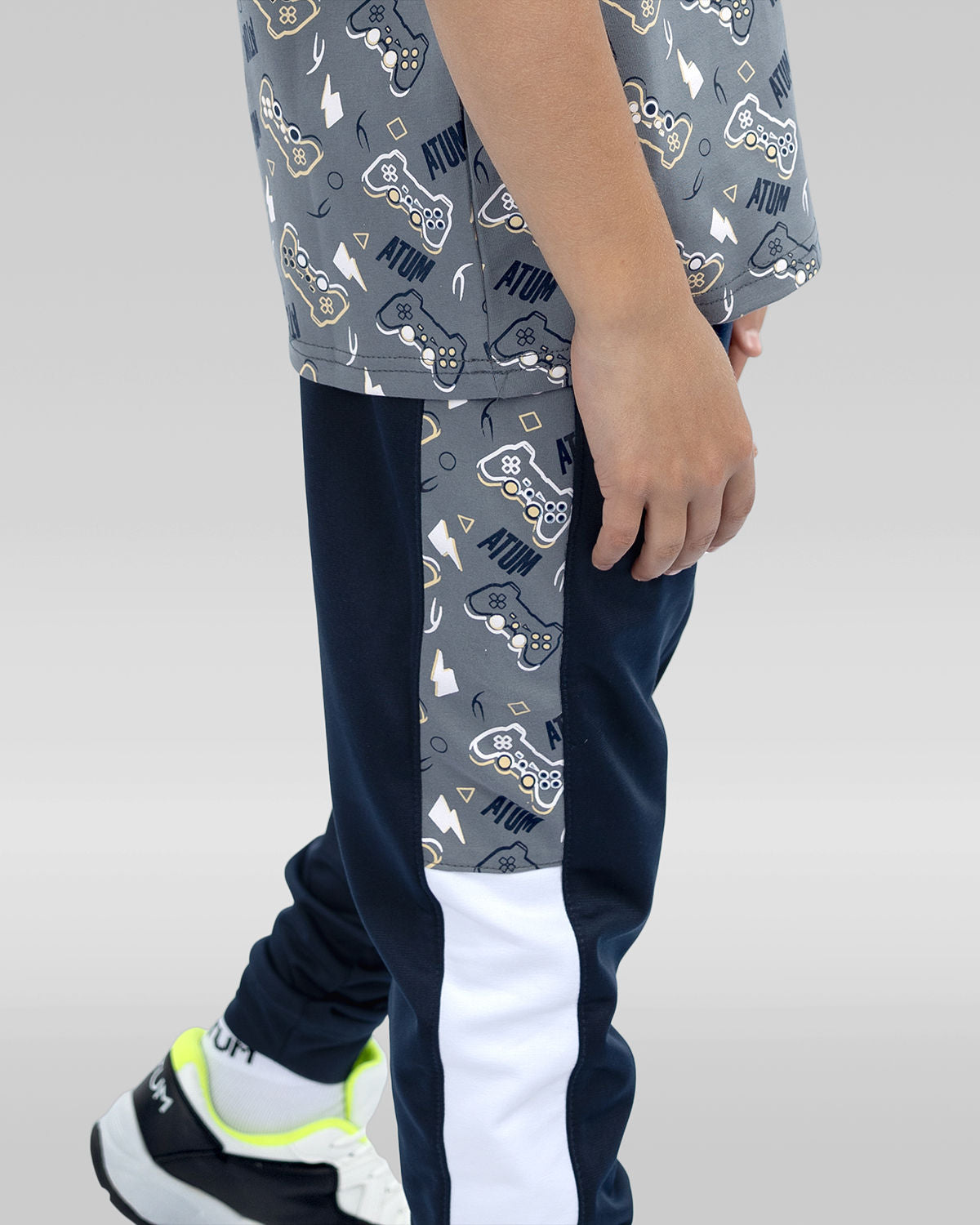 Boy's Graphic Navy Sweatpants-Atum -30122433