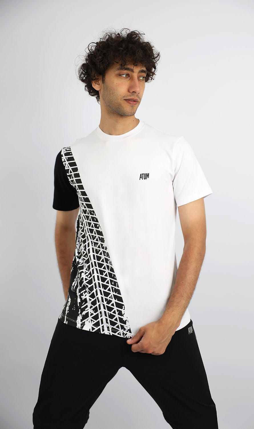 Futuristic Crew-Neck White T-Shirt-Atum -38121835
