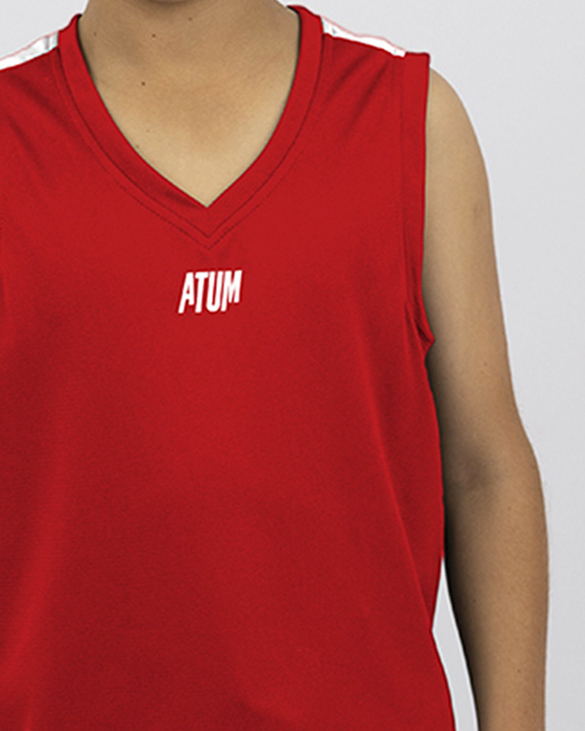 Basic Vneck Red Tank Top-Atum -95622134