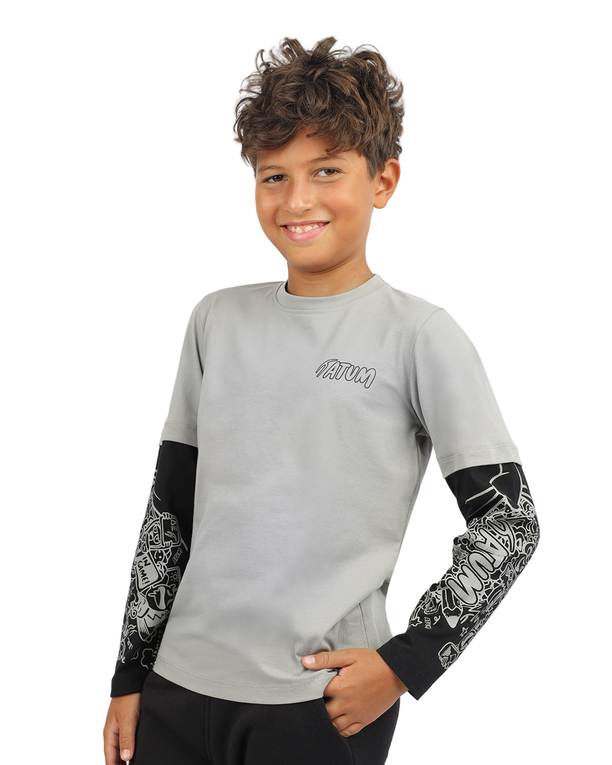 Cotton Boy's Gray T-Shirt-Atum -32053410