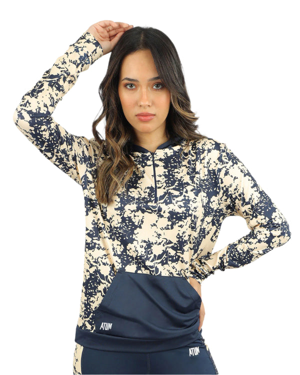 Long Sleeves Women's Navy Hoodie-Atum -2902082