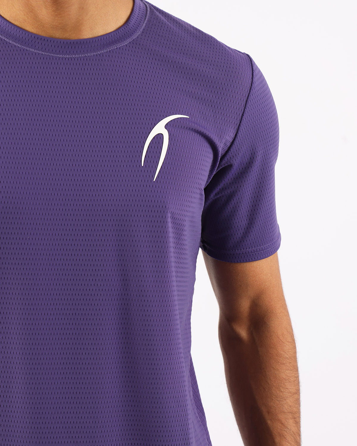 Crew Neck Short Sleeve Purple Athletic Top-Atum -46740766