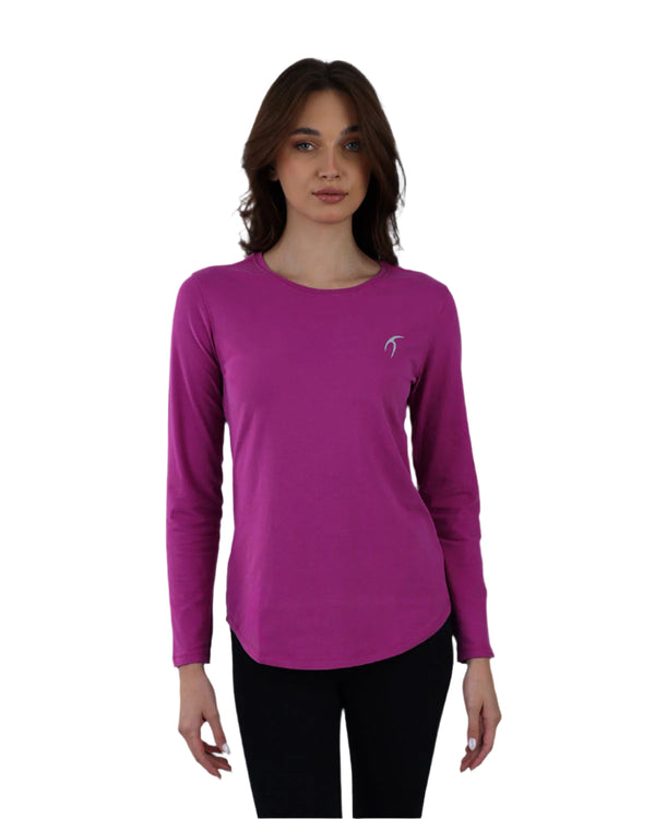 Basic Long Sleeve Dark Purple T-Shirt-Atum -69886701