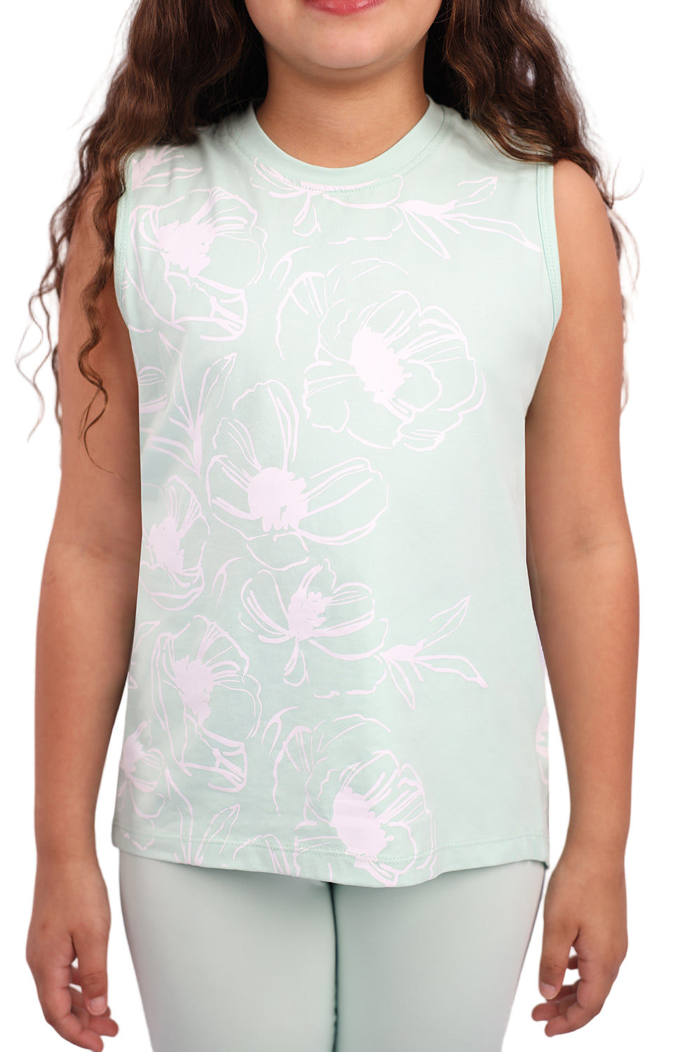 Girl's Flowery Mint Tank Top-Atum -61920864