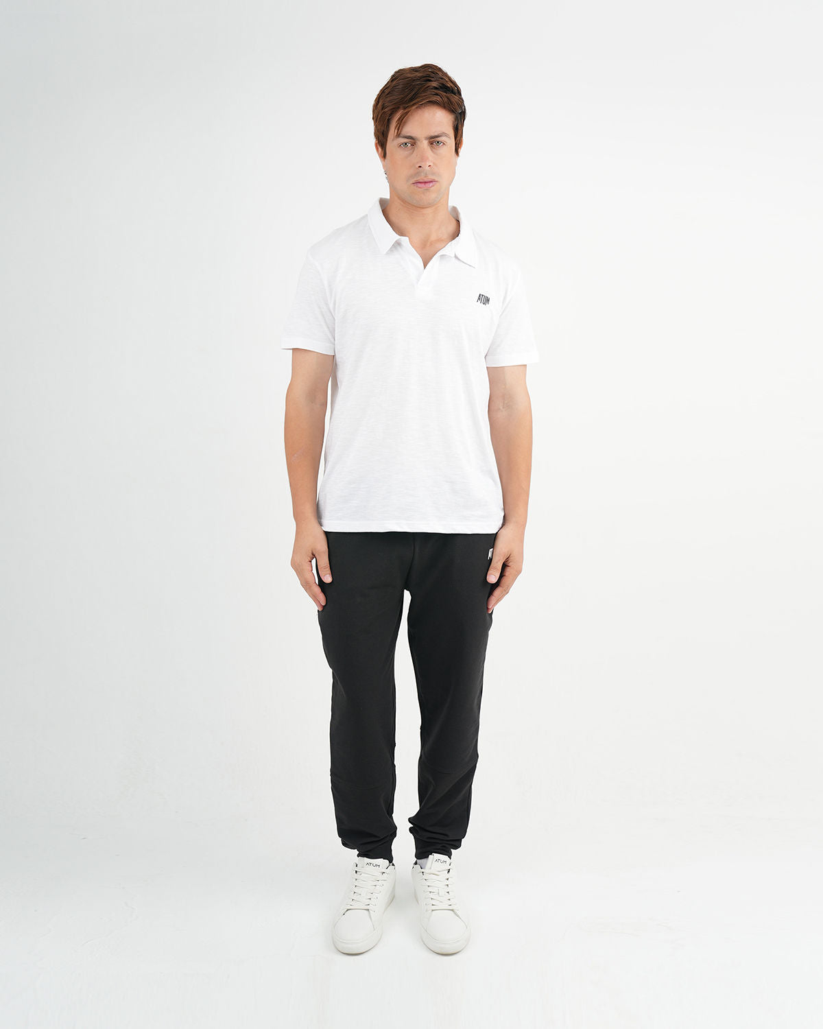 Comfort Slub White Polo Shirt-Atum -48539902