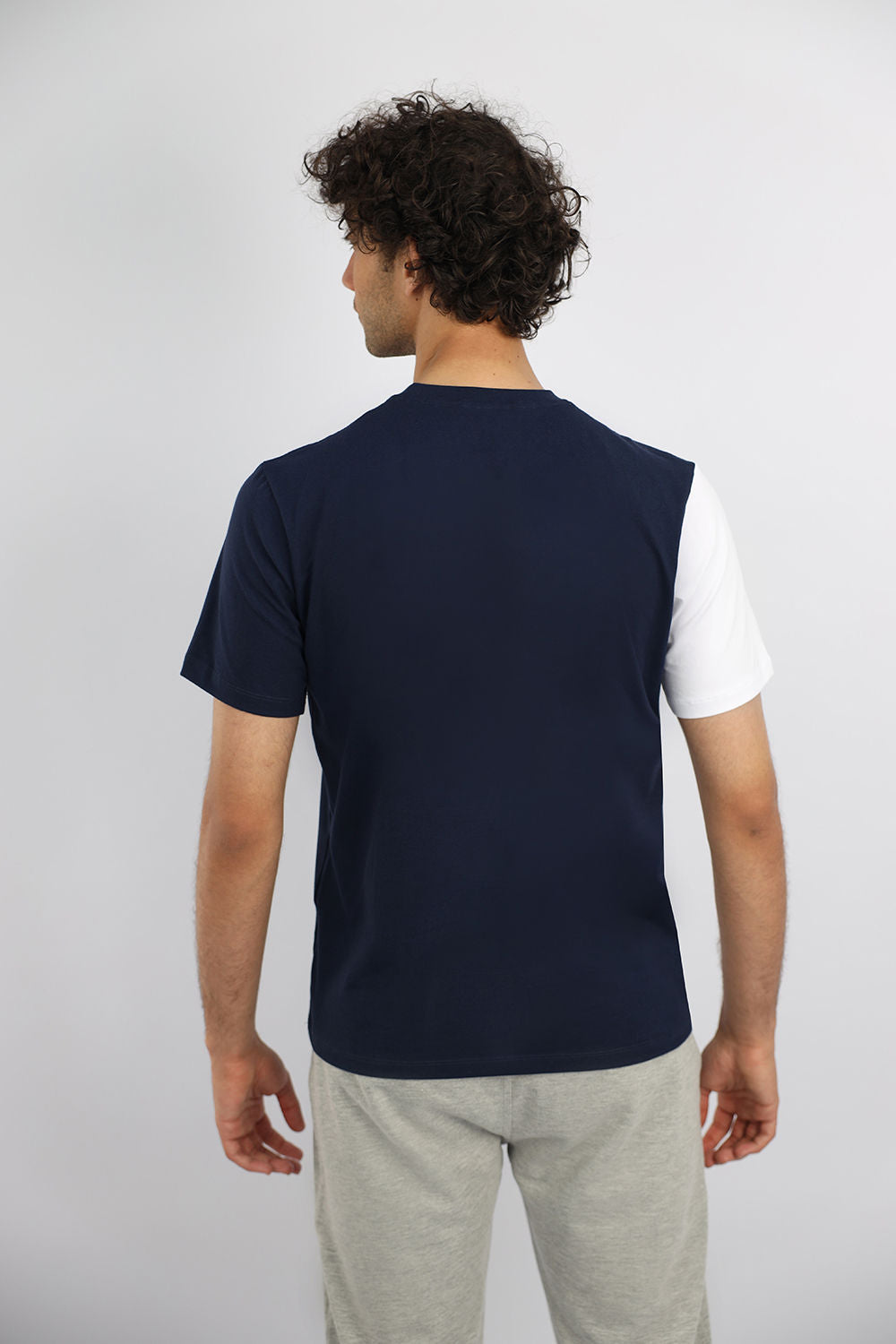 Futuristic Crew-Neck Navy T-Shirt-Atum -83052698