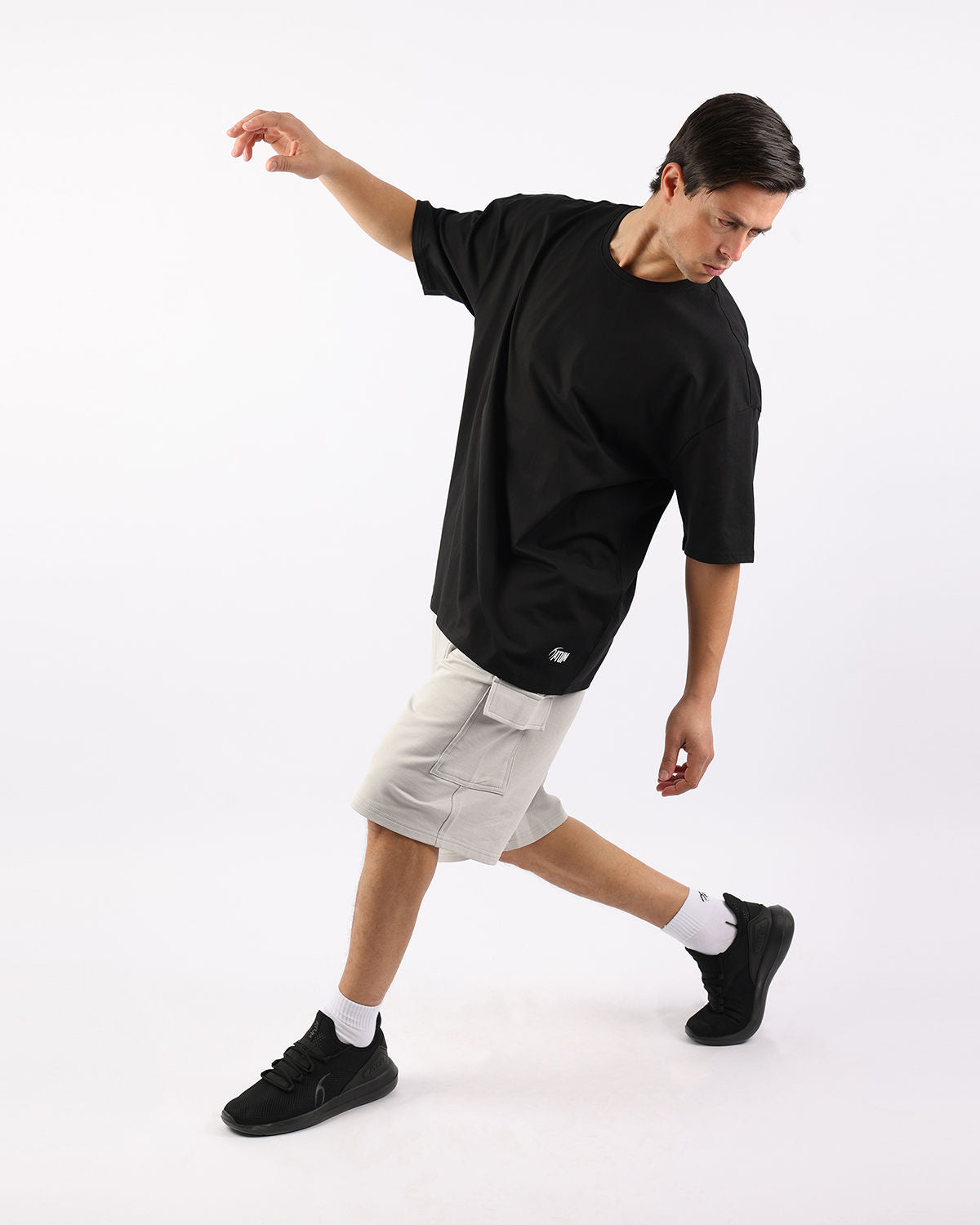 OverSized Basic Men's Black T-Shirt-Atum -51139201