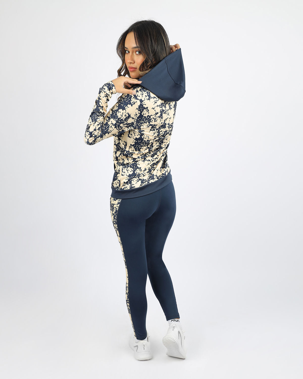 Printed Panel Navy Leggings-Atum -63432356