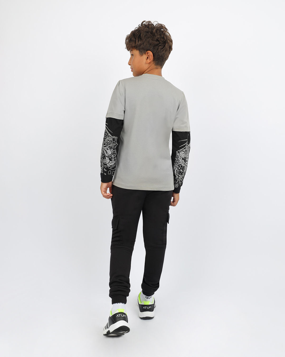 Cotton Boy's Gray T-Shirt-Atum -2454