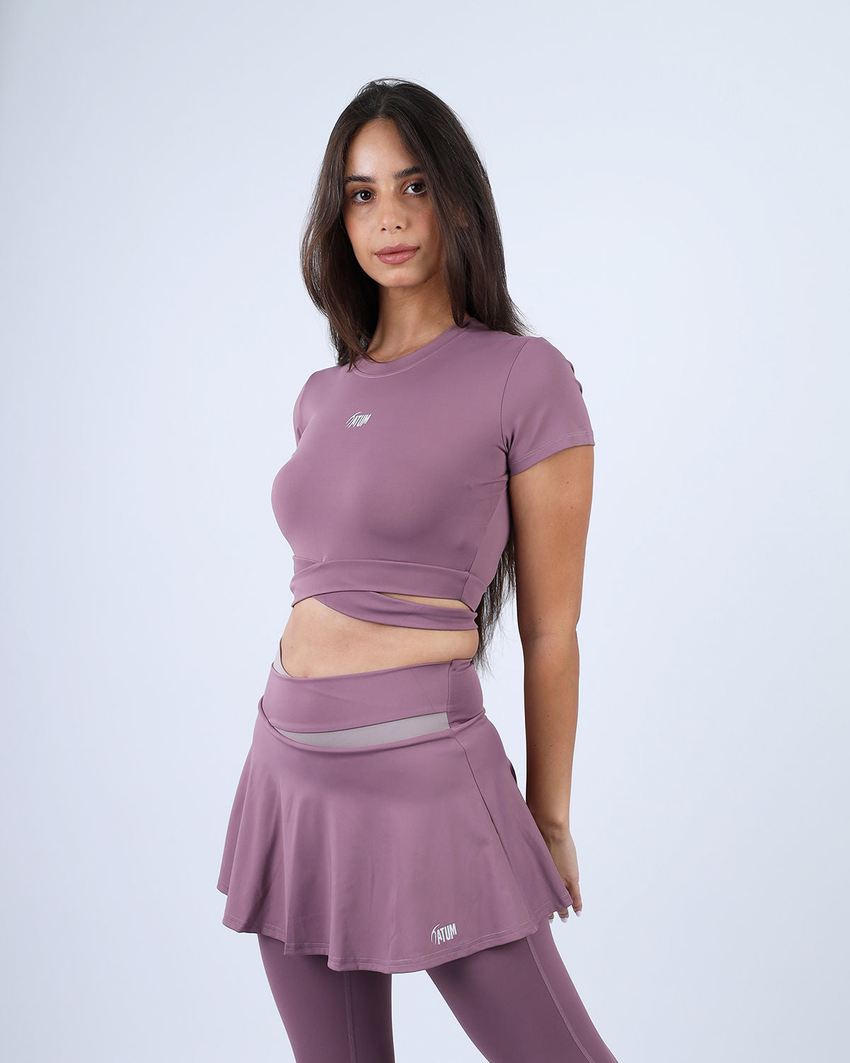 Twisted Short Sleeves Purple Crop Top-Atum -3968708