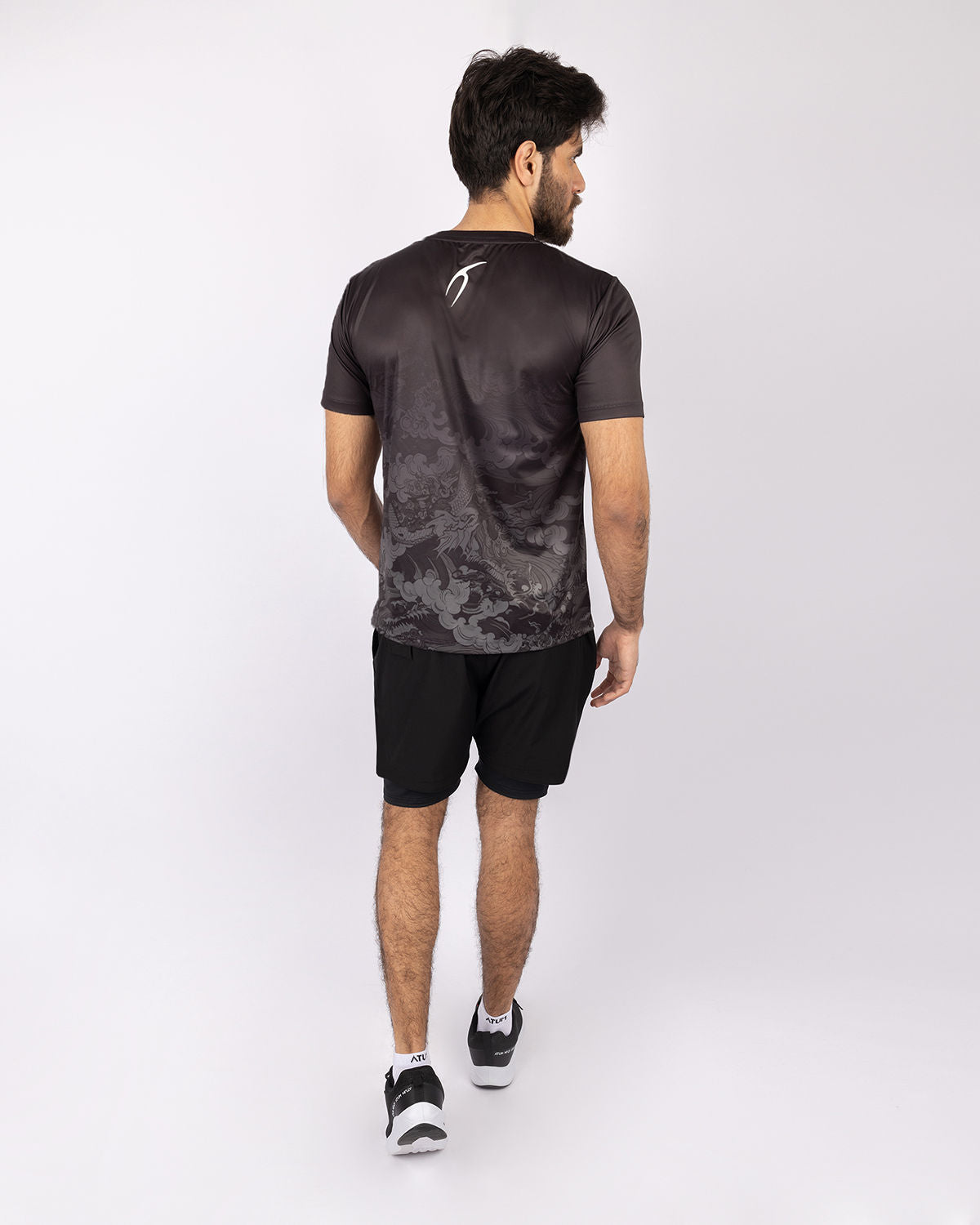 Round Printed Black T-Shirt-Atum -36096762