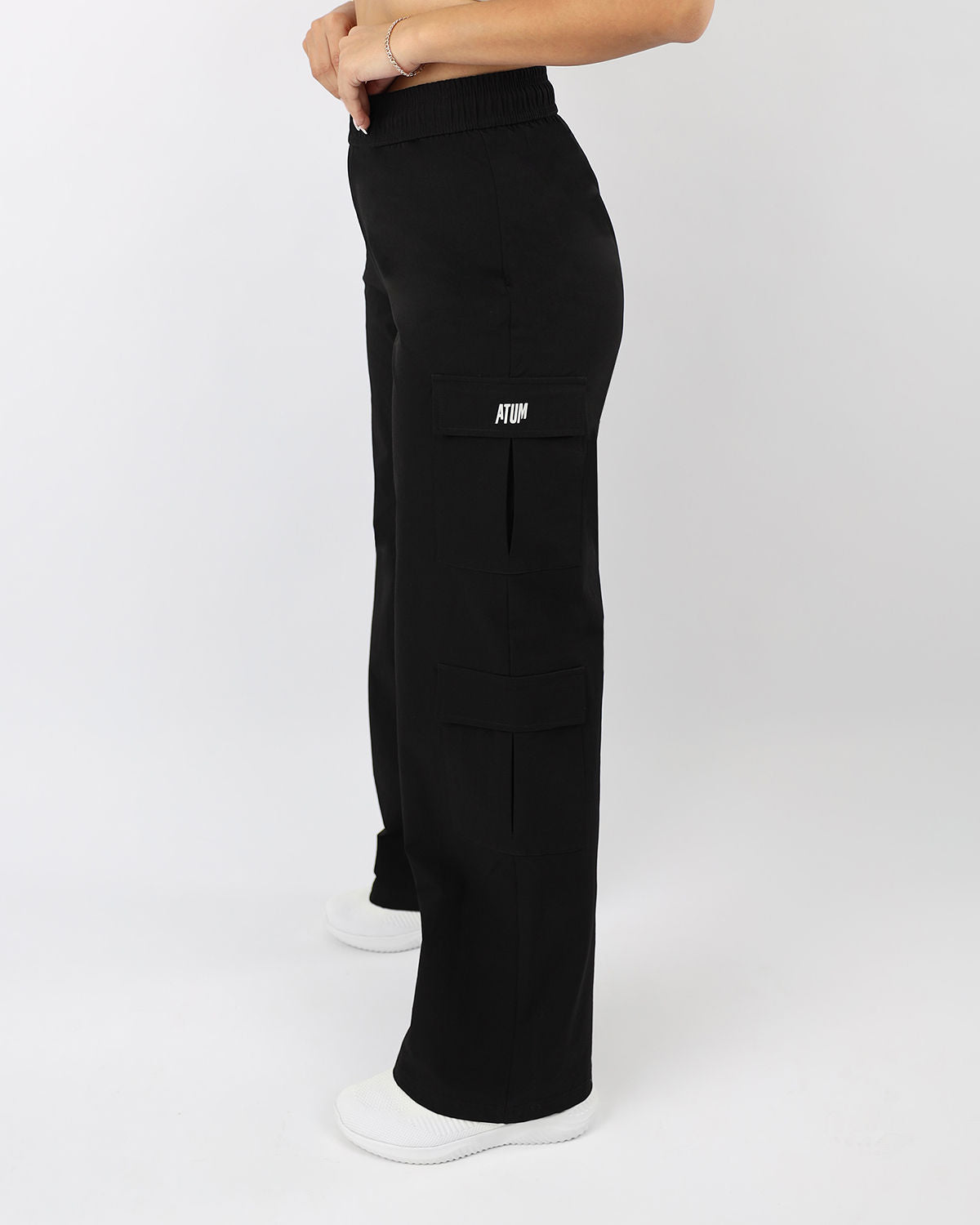 Women's Cargo Black Pants-Atum -90452707