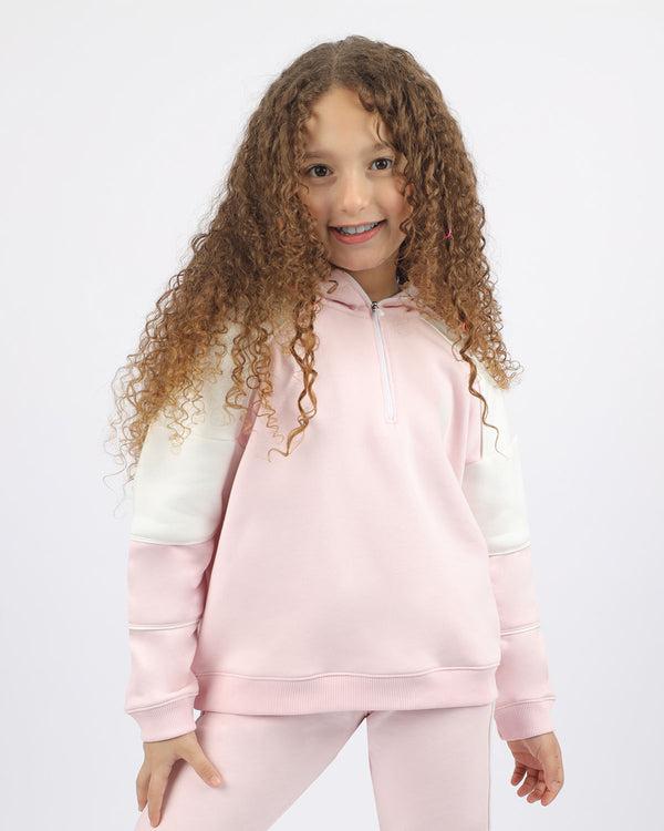 Girl's Quarter Pink Zip Hoodie-Atum -16215342