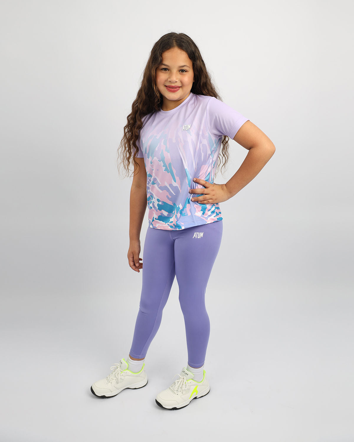 Girl's Floral Purple Leggings-Atum -13532998