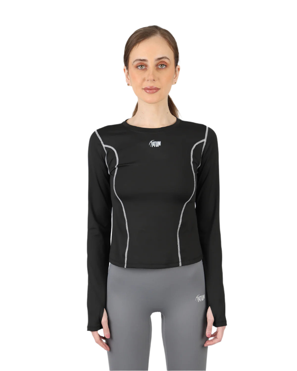 Streamline Long Slevess Women's Black Top-Atum -3314099