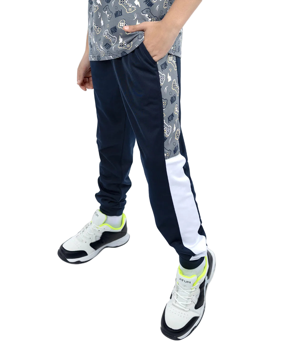 Boy's Graphic Navy Sweatpants-Atum -40345689