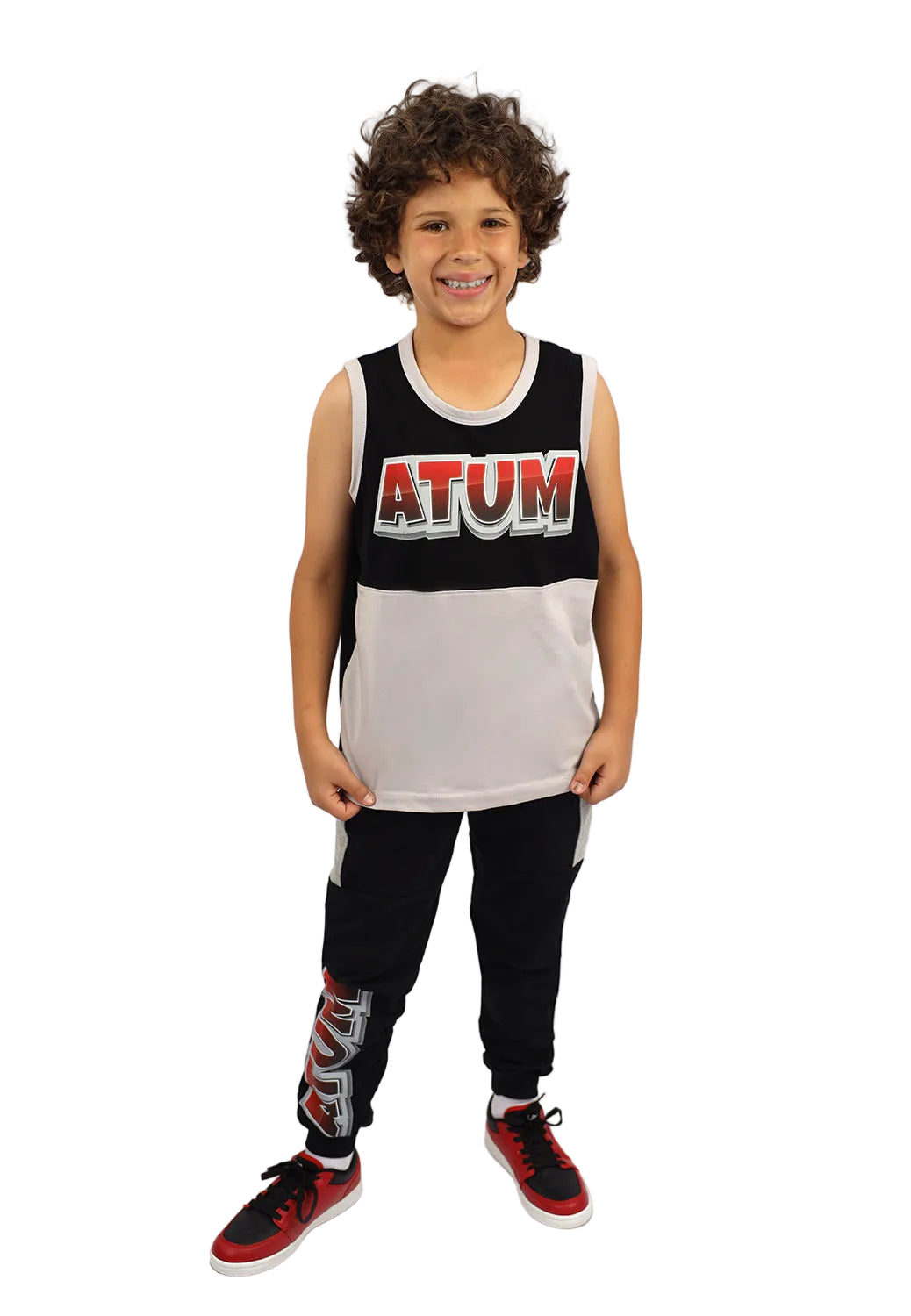 Boy's Basic Black Sweatpants-Atum -17179757