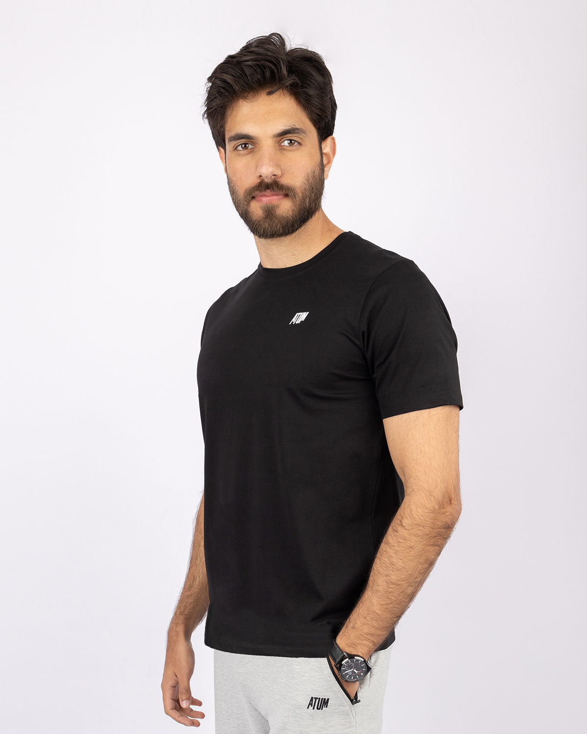 Basic Cotton Black T-Shirt-Atum -2048788
