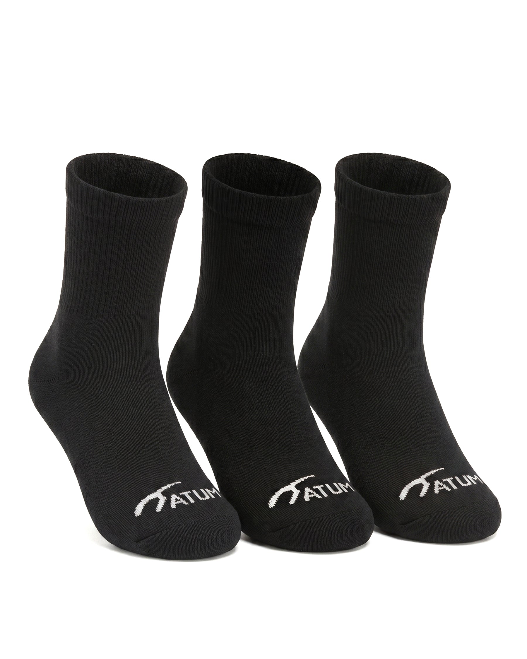 Kids Mid-Crew Black Socks-Pack of 3-Atum -20624474