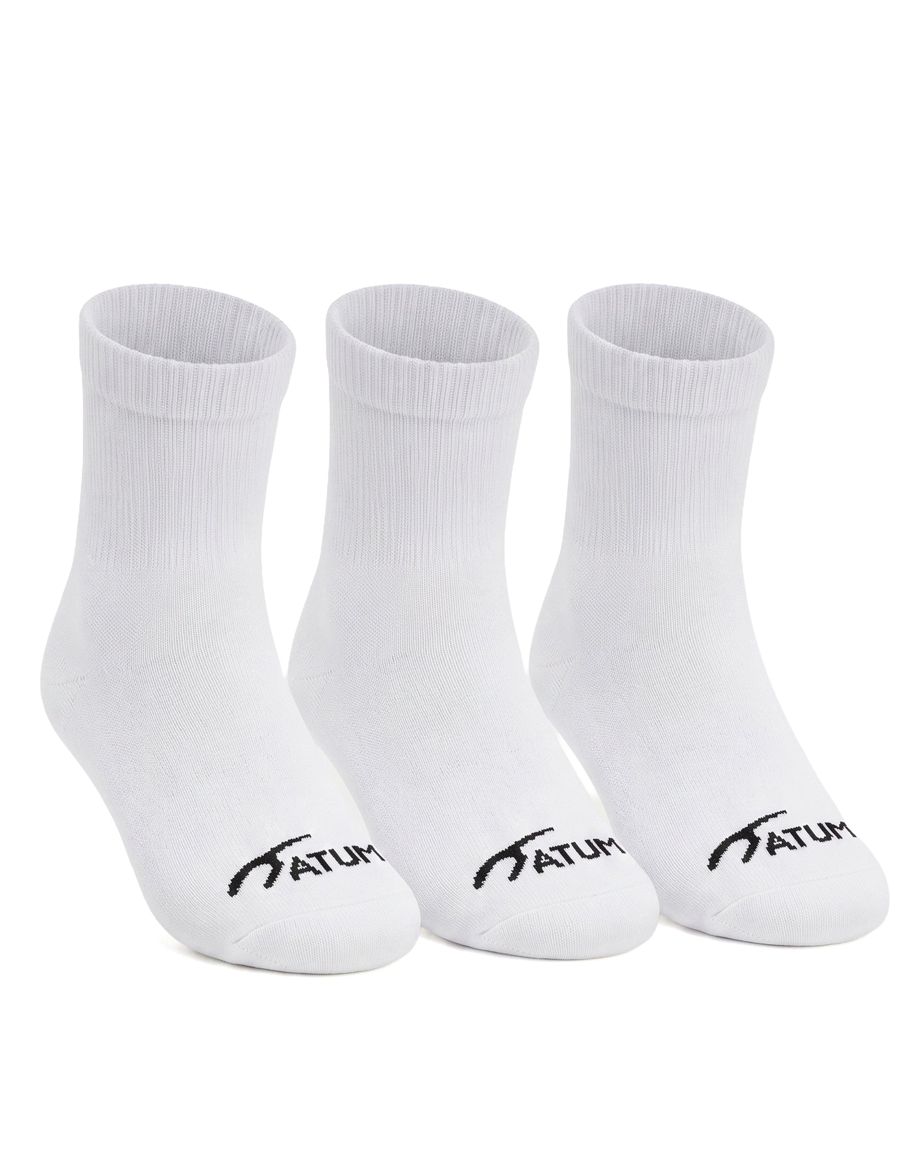 Kids Mid-Crew White Socks-Pack of 3-Atum -76096260