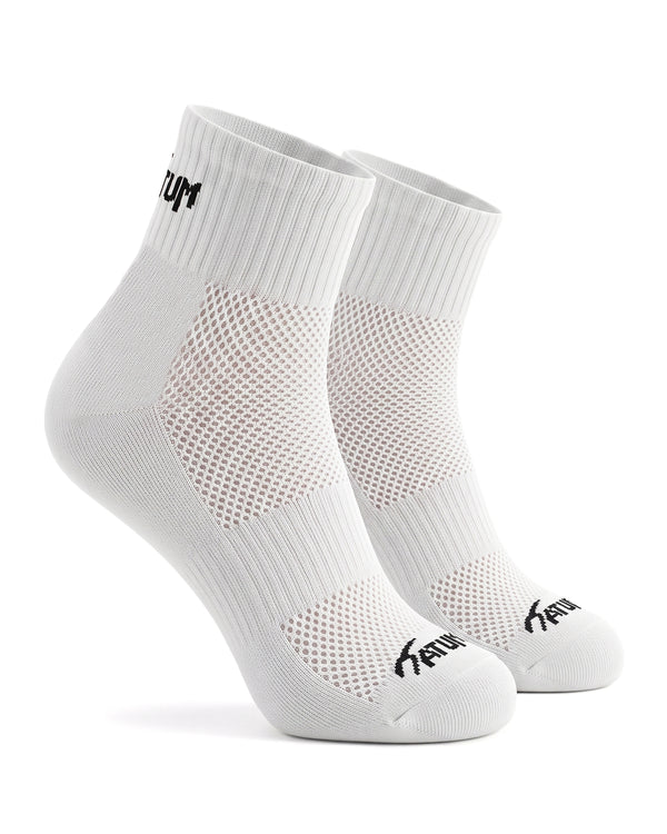 Unisex White Half Socks With Net-Atum -67435147