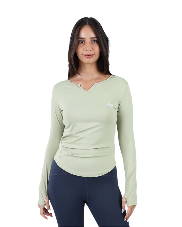 Elegance Women's Green Long-Sleeve Top-Atum -42081821