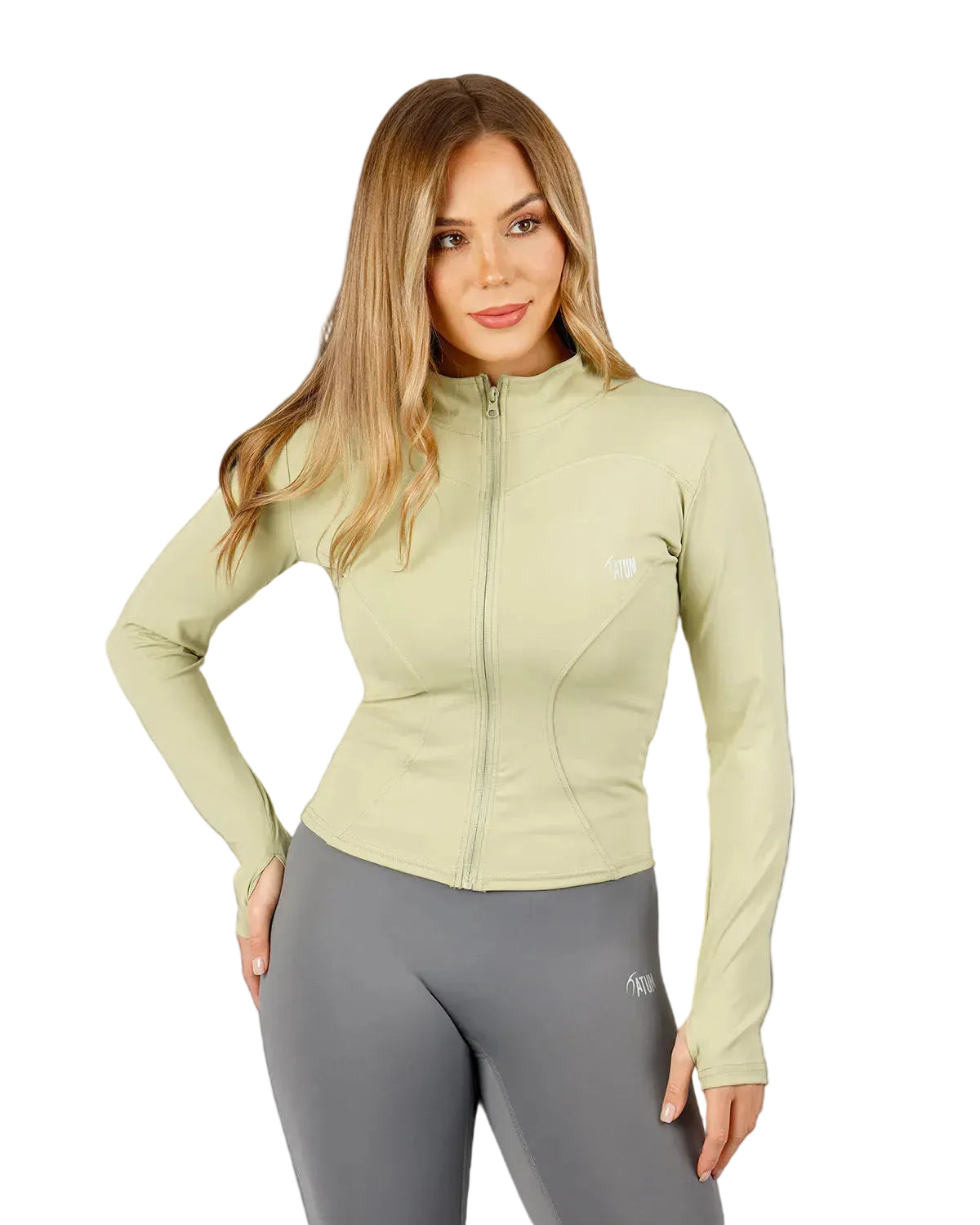 Verde Women's Zip Green Jacket-Atum -80502730