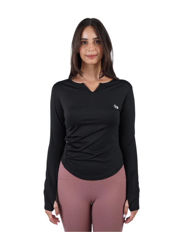 Elegance Women's Black Long-Sleeve Top-Atum -63896609