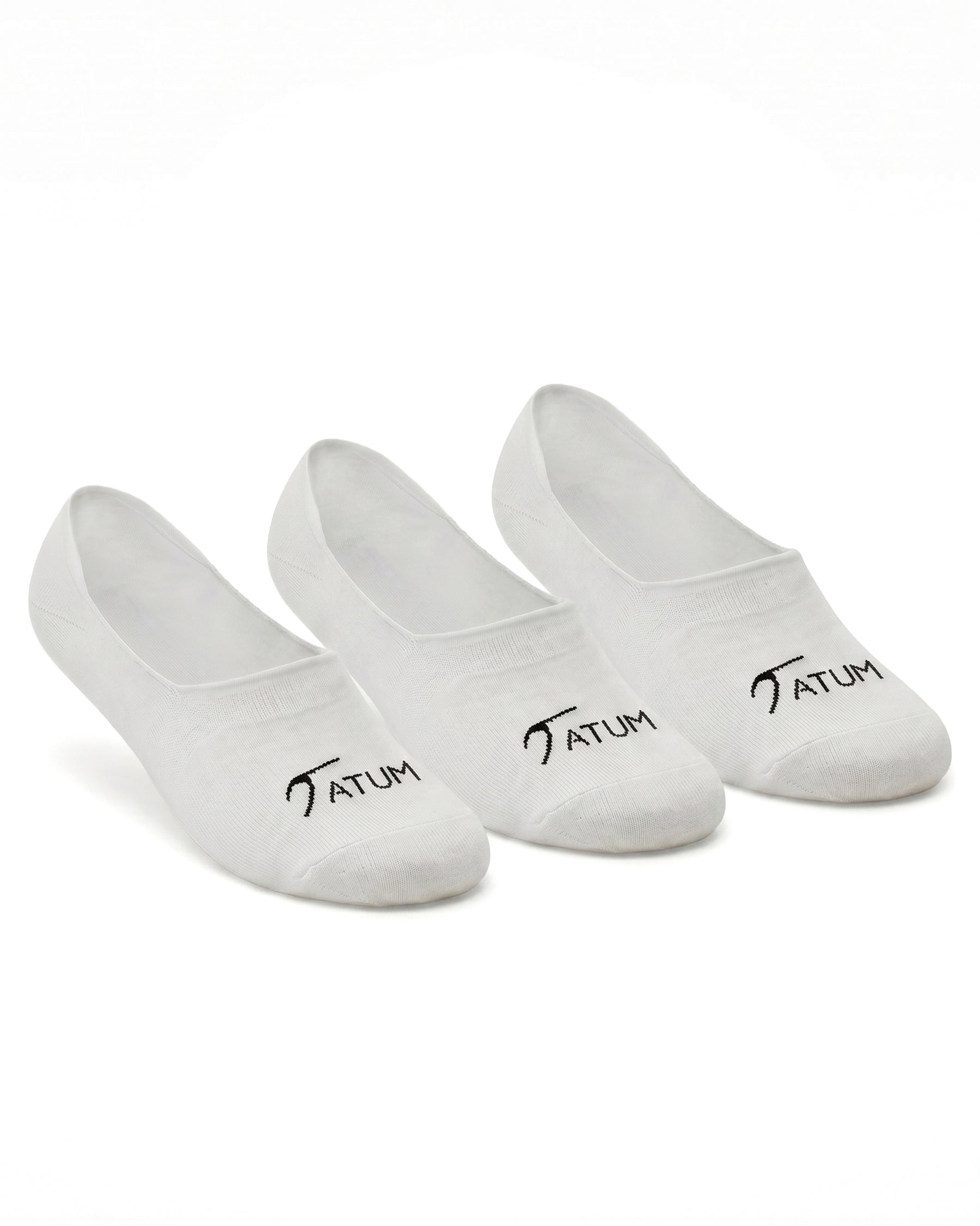 Unisex No Show White Socks-Pack of 3-Atum -53813215