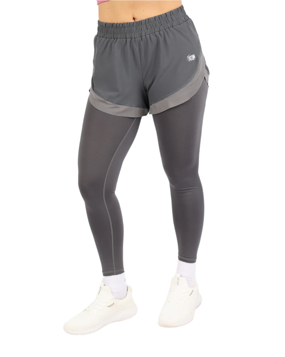 Pocket Wave Skort Gray Leggings-Atum -23496768