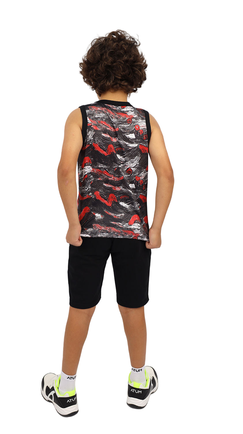 Boy's Printed Red Tank Top