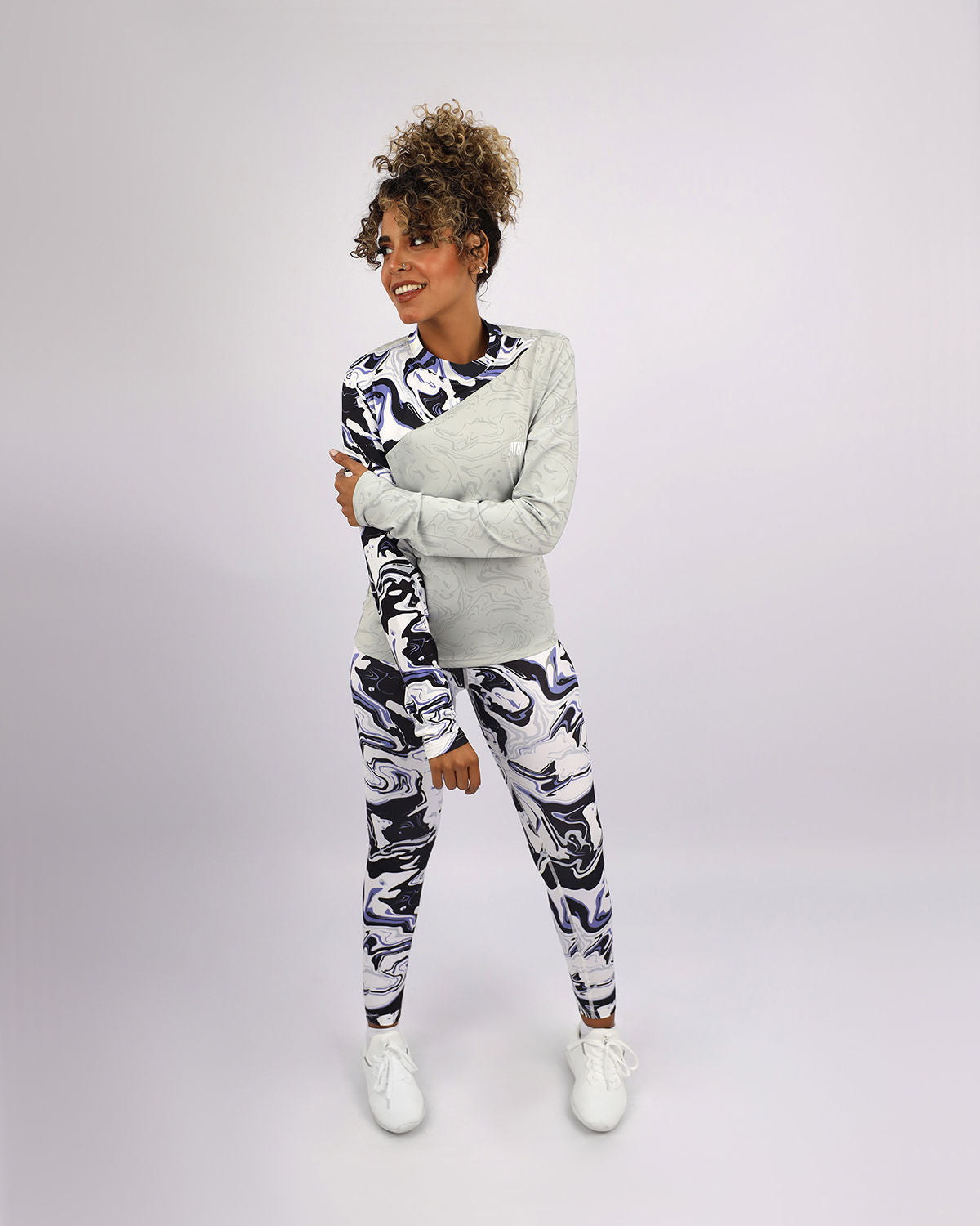Long Sleeve Women's Gray T-Shirt-Atum -97286683