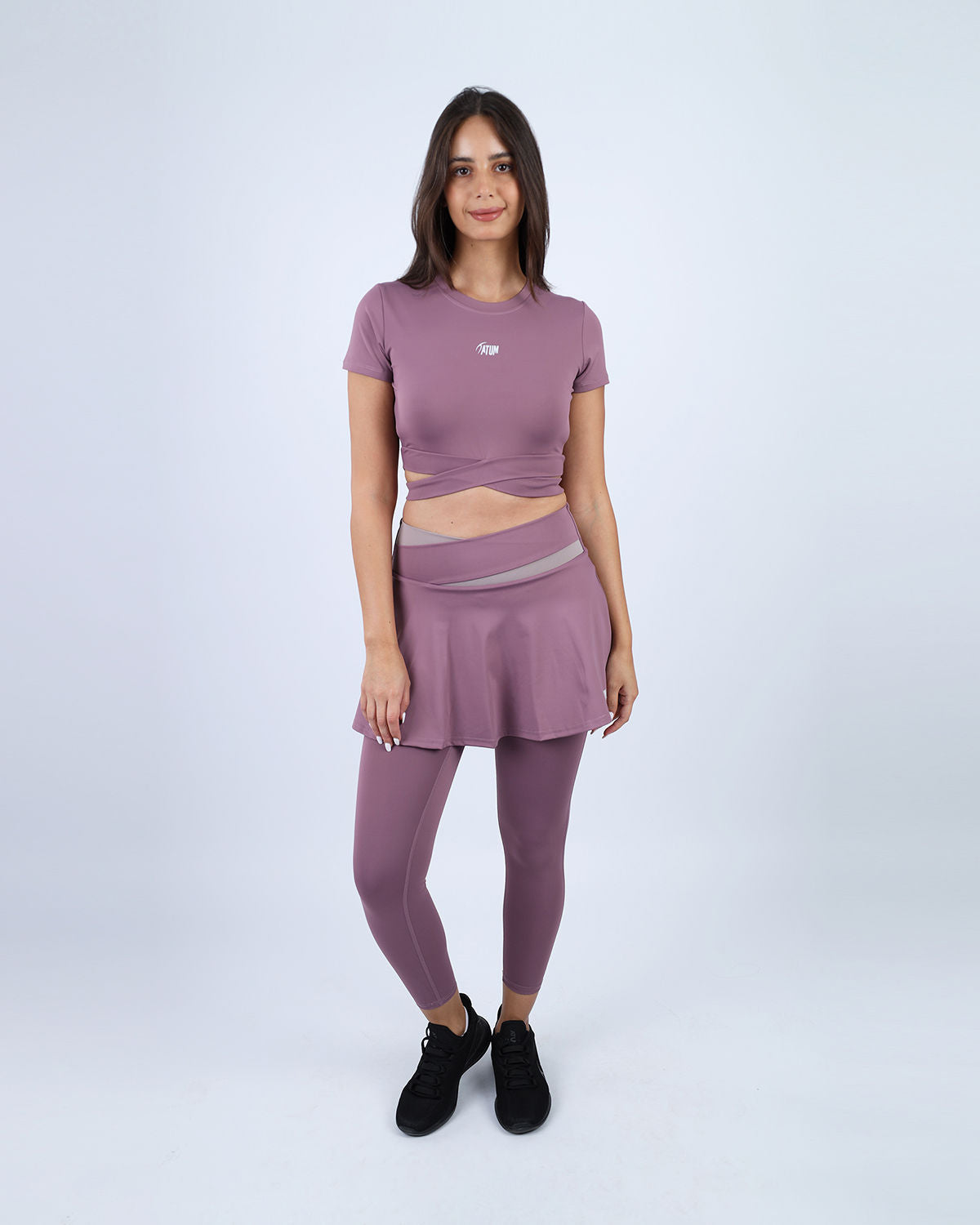 Twisted Short Sleeves Purple Crop Top-Atum -38674706