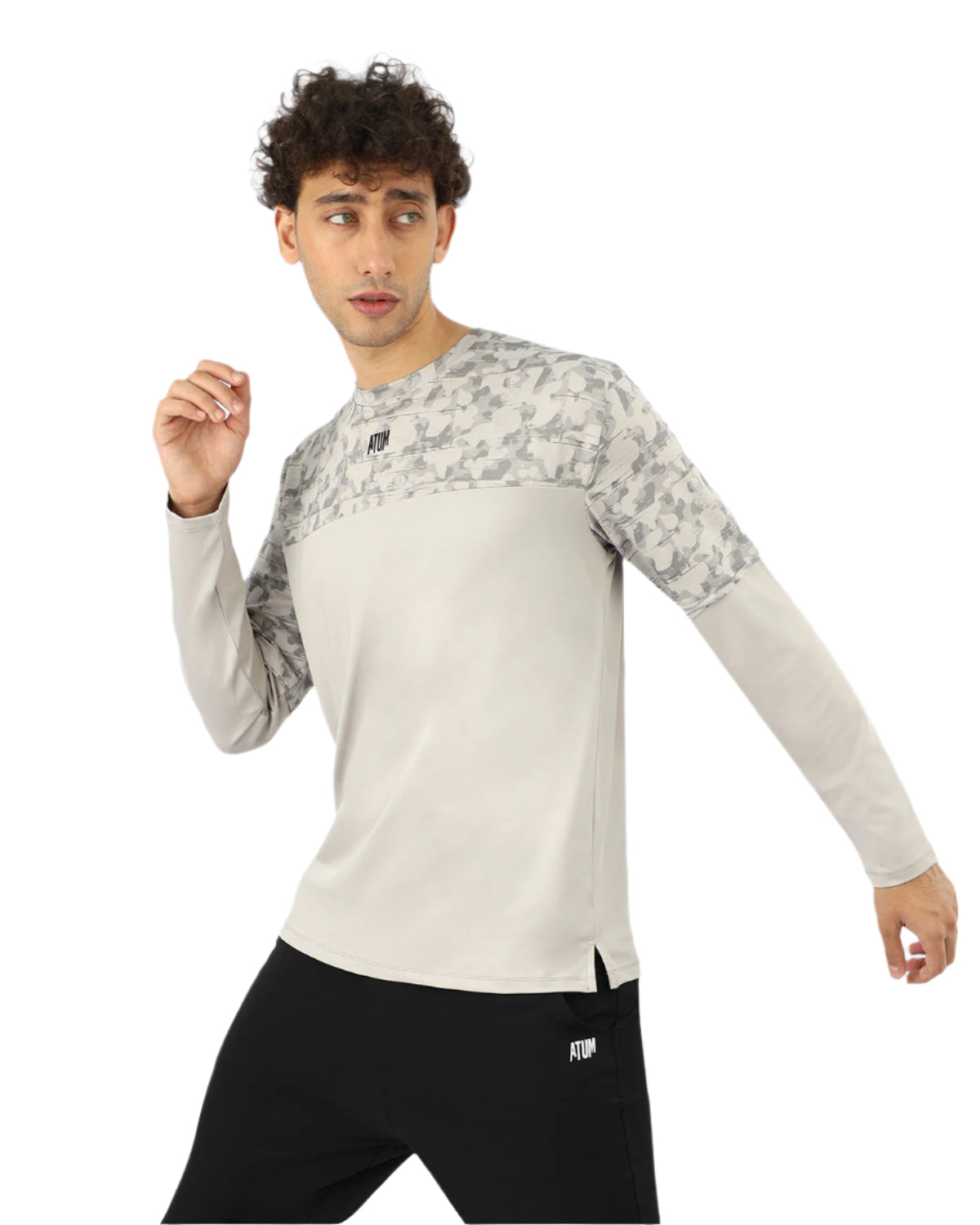 Men's Fitness Light Gray Top-Atum -27200254