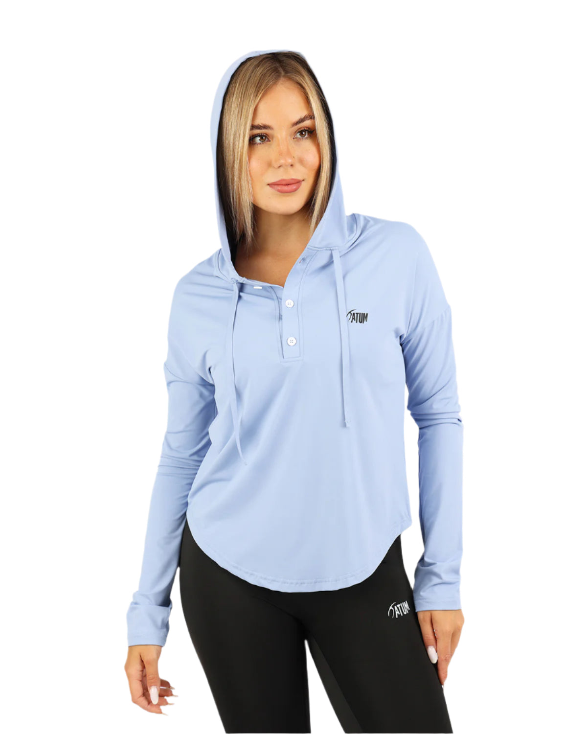 Long Slevess Women's Blue Hoodie-Atum -20300609