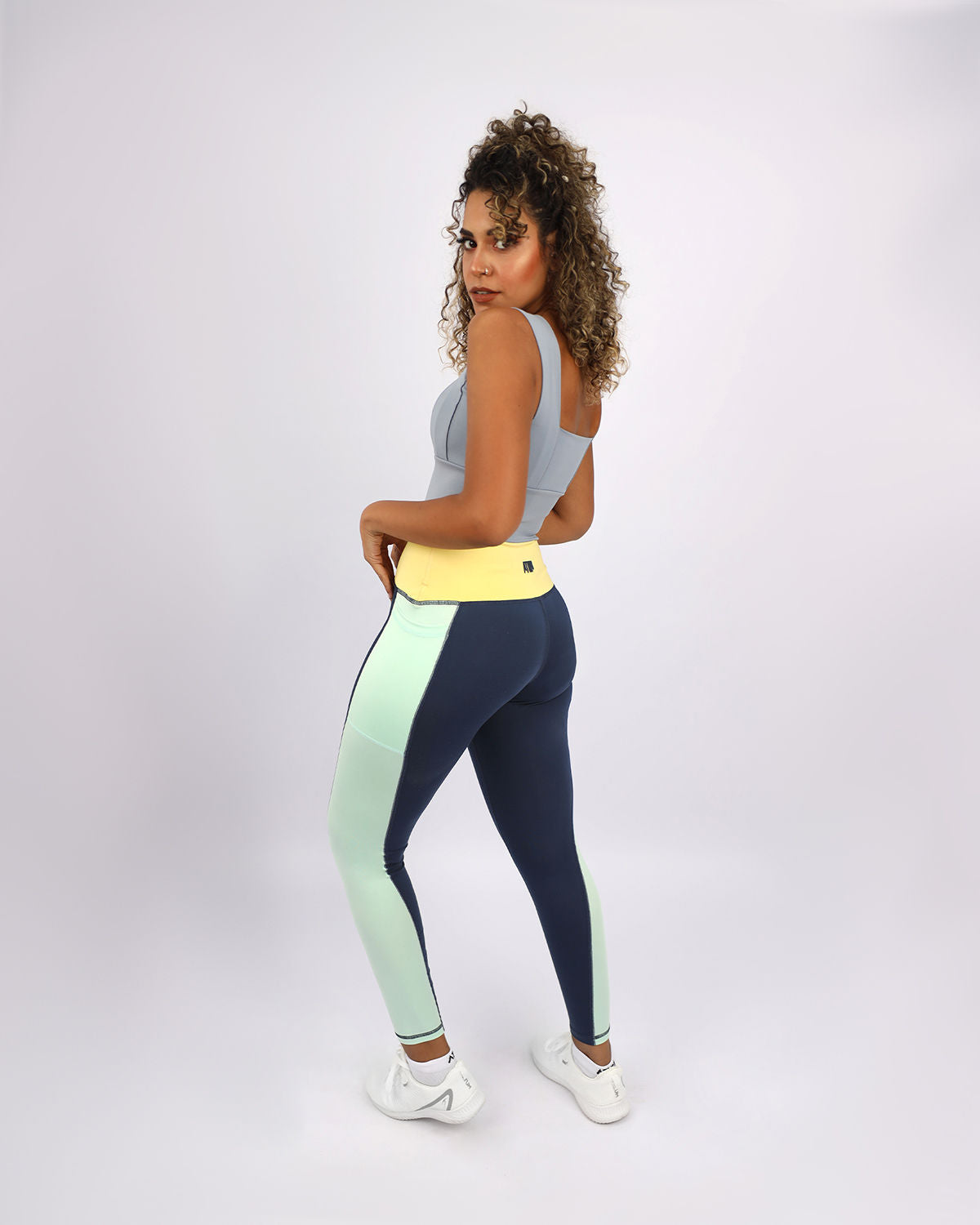 High Waist Women's Navy Leggings-Atum -18844993