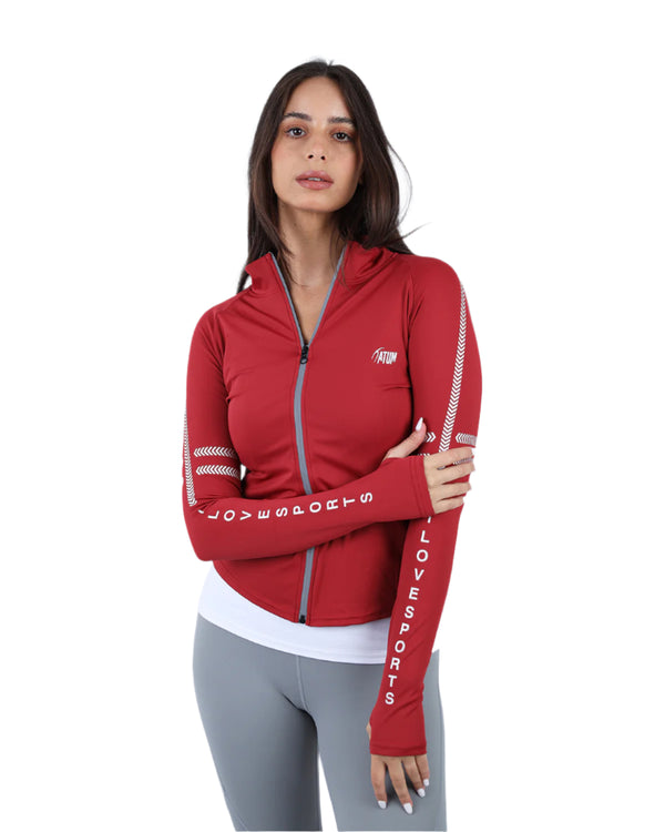 Athleisure Inspire Zip Red Jacket-Atum -45708705