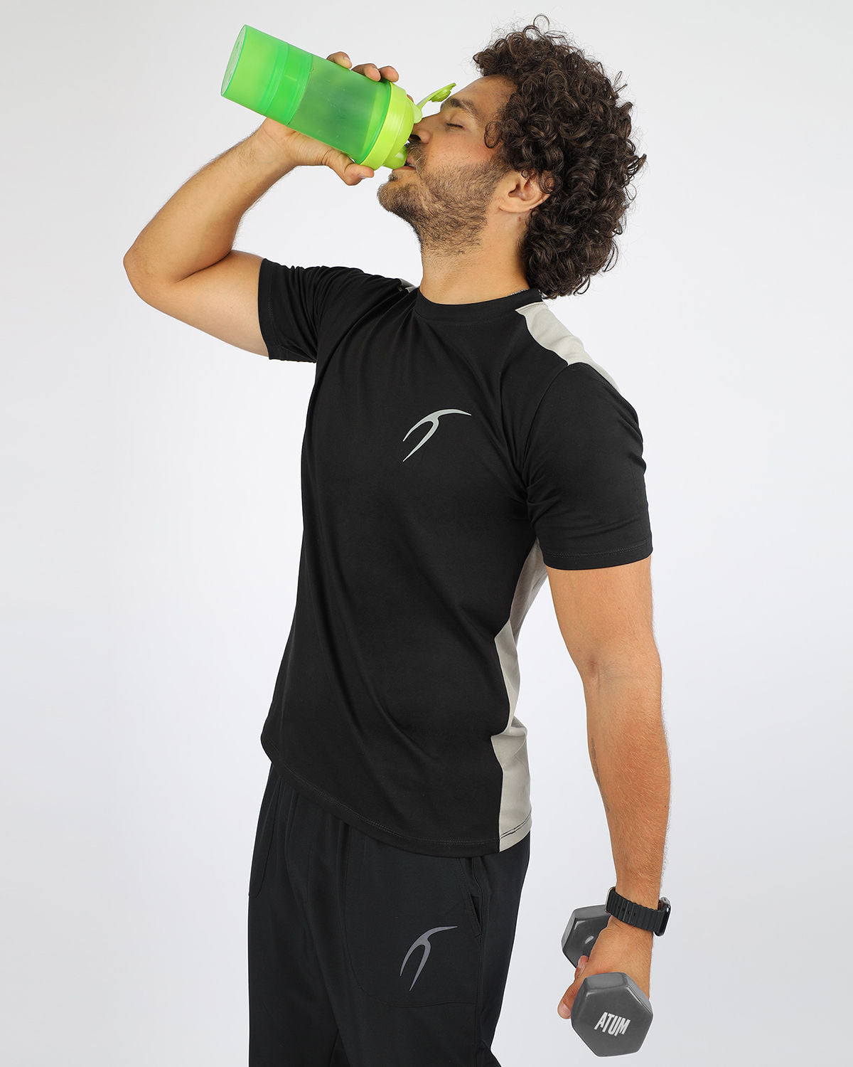 Men's Basic Black T-Shirt-Atum -8219083